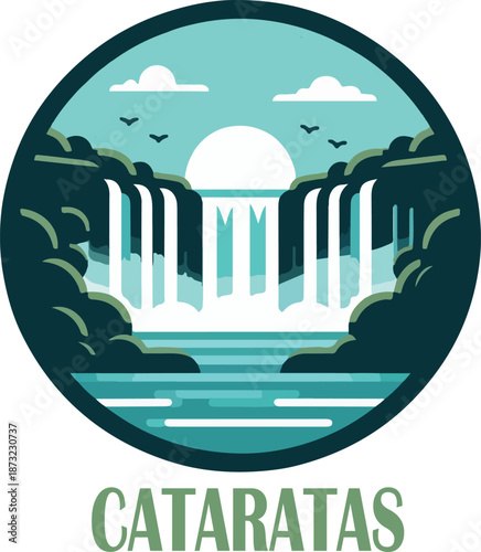 cataratas del iguazu logo icon vector white background .