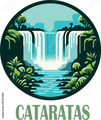 cataratas del iguazu logo icon vector white background .