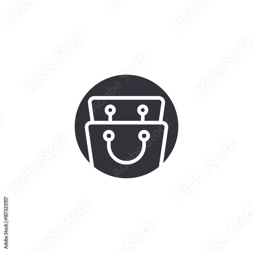 Shopping bag icon with smile design representing happy shopping experience, customer satisfaction, and positive ecommerce branding.