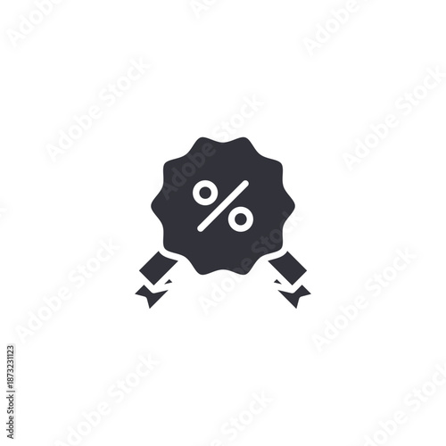 Discount badge icon with percentage symbol representing sales promotion, special offer, price reduction, and ecommerce marketing.
