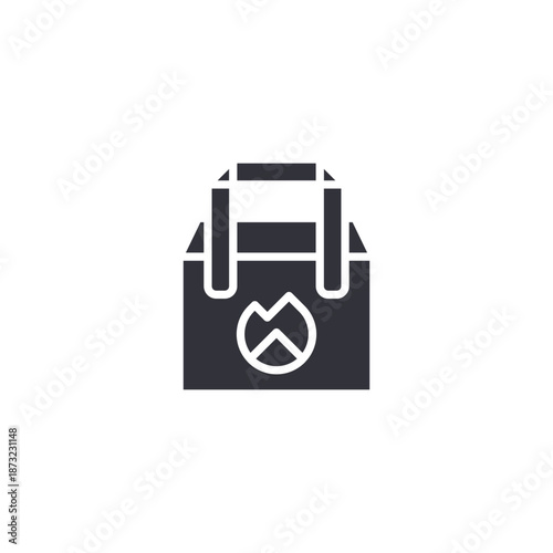 Delivery backpack icon representing logistics service, order fulfillment, shipping process, and ecommerce distribution.