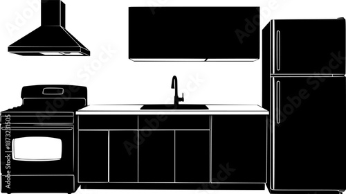 set of kitchen appliances vector silhouette