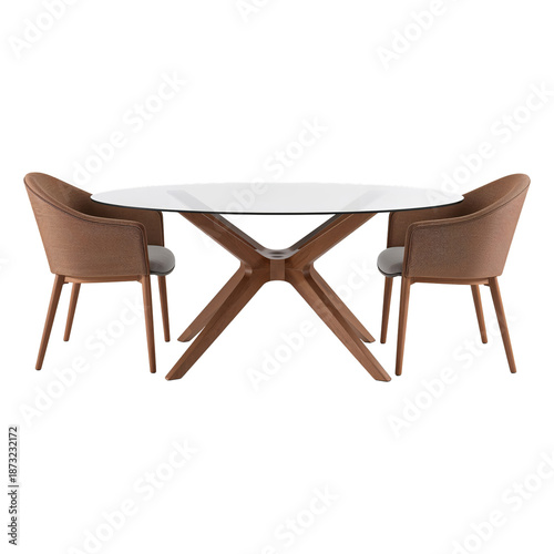 Dining Table With Two Chairs and a Vase of Flowers in a Simple Setting