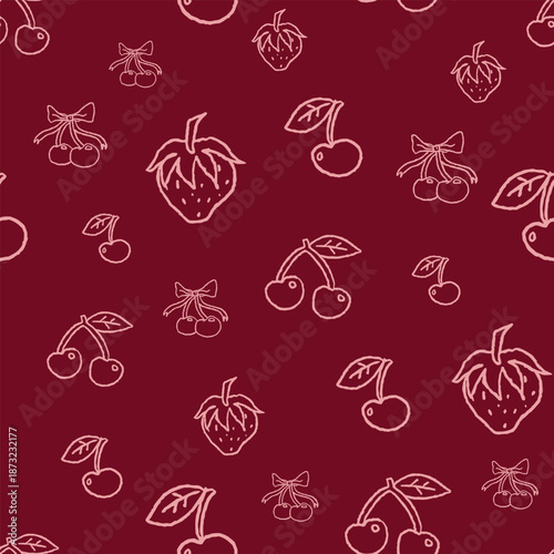 Dark Cherry Seamless Pattern Illustration