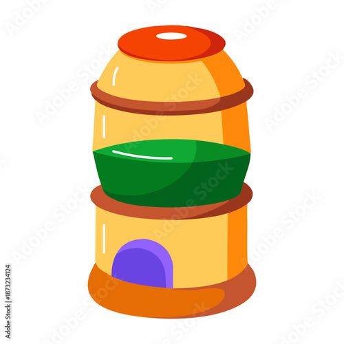 A flat style icon showing an automatic feeder  
