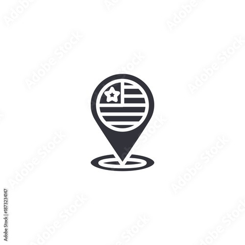 Location pin with pie chart icon representing market analysis, sales statistics by region, or customer distribution insights.