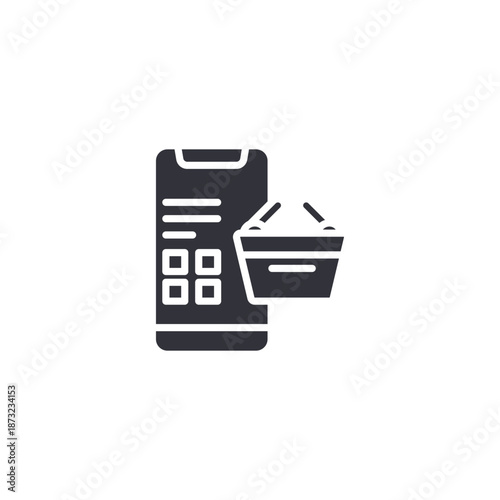Receipt with shopping basket icon illustrating completed orders, purchase history, or checkout confirmation in online stores.