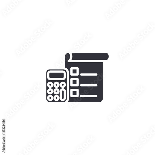 Invoice and calculator icon illustrating billing, payment calculation, order summary, or financial management in online shops.