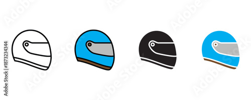 Motorcycle helmet icon set vector on white background. motorbike, safety, gear, protective, headgear symbol. vector illustration.