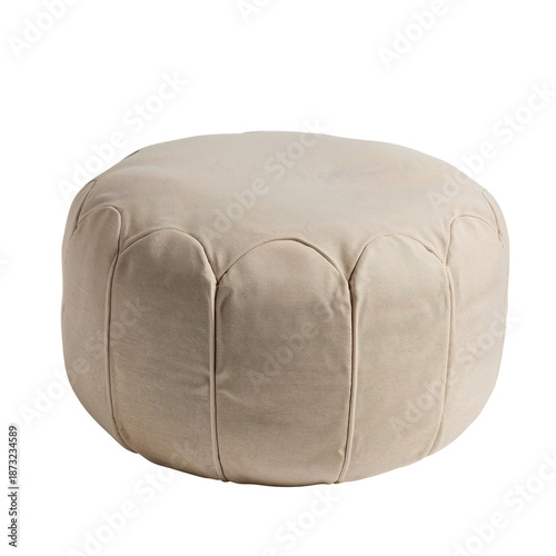 Soft Round Pouf With Textured Fabric for Comfortable Seating in Living Room o...