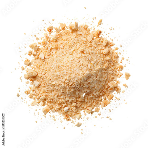Granulated Substance in a Heap on a White Background With a Textured Surface