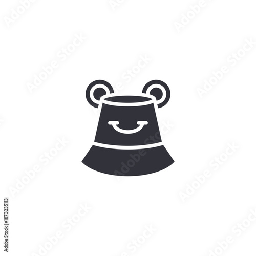 Cute character hat icon representing playful fashion accessories, children apparel, or cartoon styled headwear.