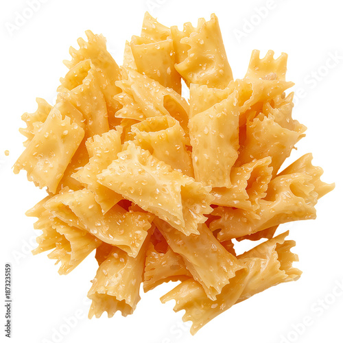 Plate of Bow Tie Pasta on White Background Ready for Meal Preparation