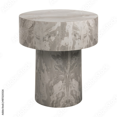 Round Concrete Table Placed on a Wooden Floor for Indoor Use in a Home Setting