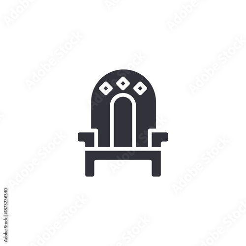 Royal throne chair icon symbolizing medieval rulership, kingdom governance, or noble seating furniture.