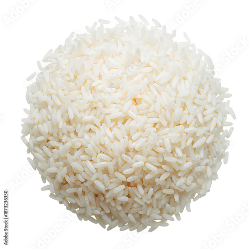 White Rice in a Spherical Shape on a Plain Background for Cooking and Serving