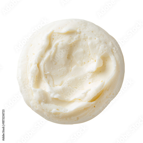 Creamy Texture of Whipped Product on a White Background in a Simple Arrangement