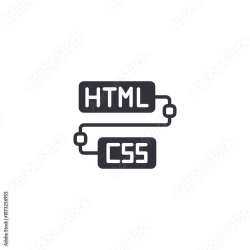 HTML and CSS code icon representing web development, frontend styling, responsive design, and website structure programming.