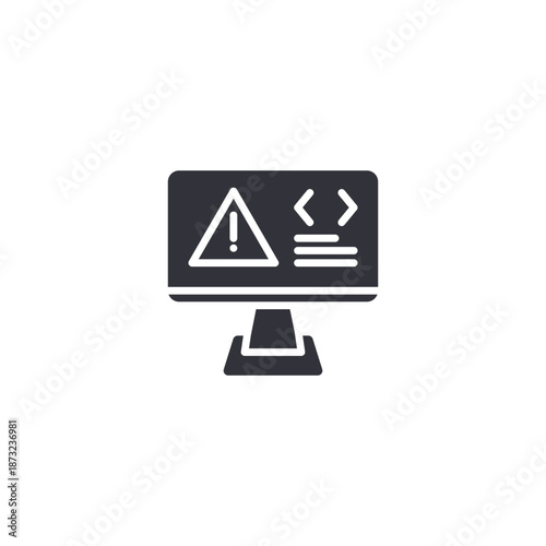 Computer monitor with warning symbol illustrating system errors, cybersecurity alerts, and technical troubleshooting concepts.