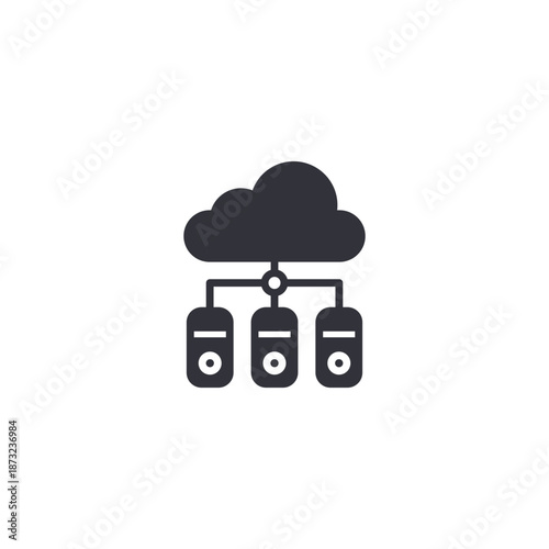 Cloud server database icon representing hosting services, distributed systems, online storage, and backend infrastructure technology.