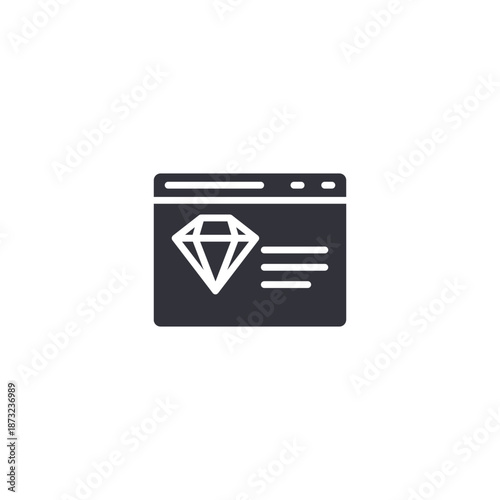 Website optimization icon with diamond symbol, representing premium web features, performance enhancement, and high-quality digital services.