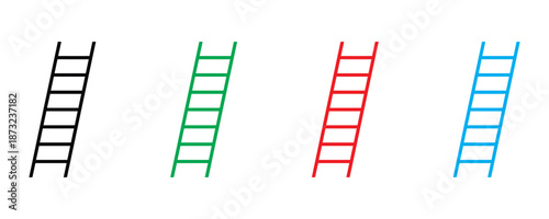 Ladder icon set vector on white background. steps, progression, growth, success, development, career, advancement symbol. vector illustration.