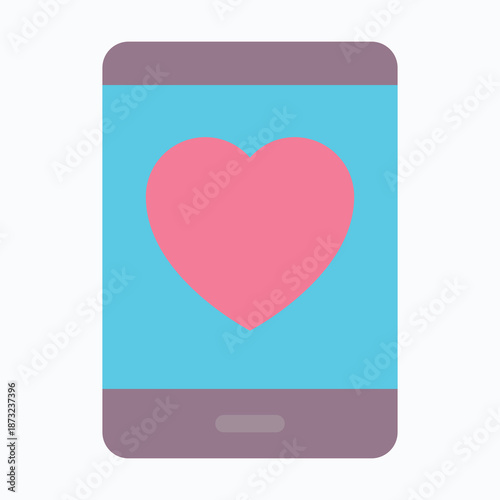 Love Mobile Icon Heart Message Isolated Flat Style Vector Icon. 