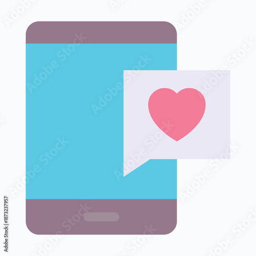 Love Chat Icon Mobile Message Isolated Flat Style Vector Icon. 
