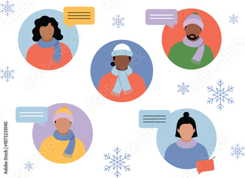 Diverse group in winter attire