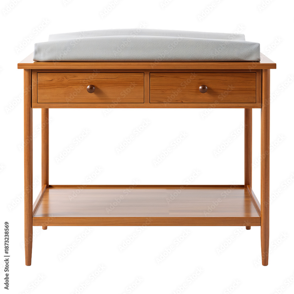 Fototapeta premium Decorative Wooden Changing Table With Storage and Removable Pad for Baby Care