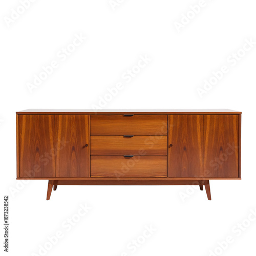 Modern Wooden Cabinet With Three Drawers and Two Side Doors for Storage in Li...