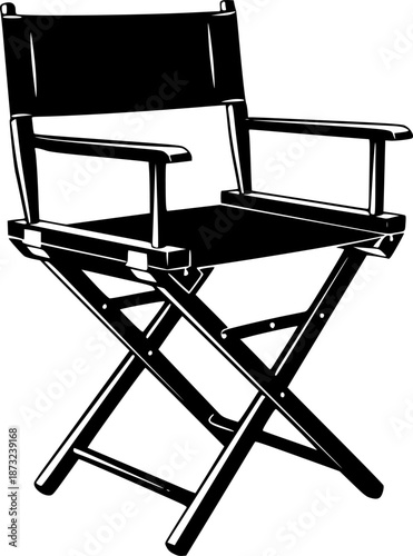 Silhouette of a director's chair isolated on white background studio equipment vector illustration
