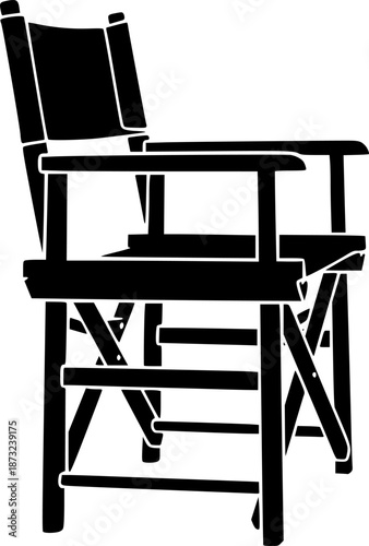 Silhouette of a director's chair isolated on white background studio equipment vector illustration
