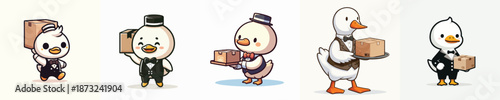 cute duck vector carrying cardboard
