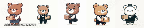 cute bear vector carrying cardboard