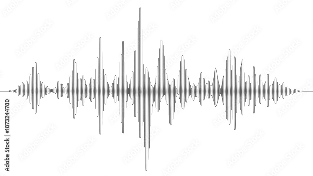 Obraz premium Audio Sound Wave Visualizer with Frequency and Amplitude Display on Isolated White Background