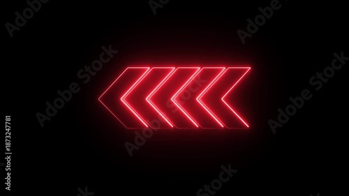 Arrow-shaped neon sign. Neon arrow symbol icon. The directional sign arrow points to the left.