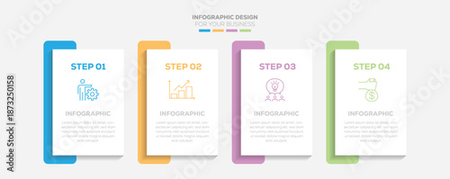 Modern infographic with 4 steps, options, parts or processes. Business data visualization. Infographics business concept. Can be used for business info.  Vector illustration.