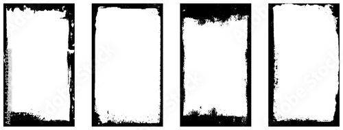 Grunge frame on a white background. Old frame with dust texture.  Dirty retro border. 