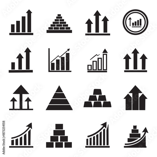 Collection of growth and financial chart icons Keywords: growth, chart, graph, financial