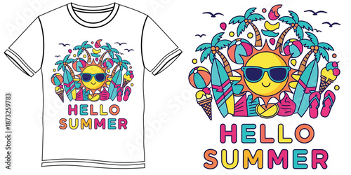 A vector illustration of a creative black cotton t-shirt design concept featuring a modern fashion print on a blank casual apparel template for stylish textile clothing and short sleeve wear