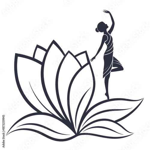 Yoga practitioner with lotus flower