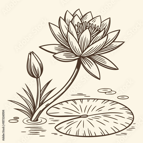 Lotus flower blooming in water