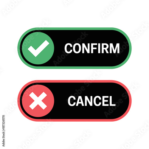 Confirm Cancel Buttons with Check and Cross Icons