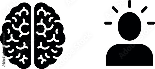 Human brain and intelligent person icon
