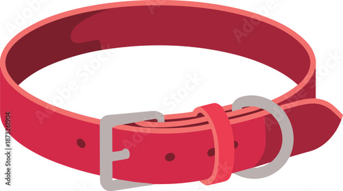 Red dog collar vector on white background.