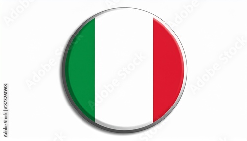 Glossy circular emblem featuring vertical Italian flag with green, white, and red sections. Free Download Glossy circular emblem featuring vertical Italian flag with green, white, and red sections. - GFXLoad