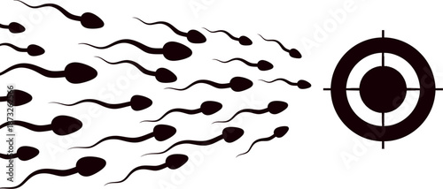 Sperm cells moving towards target