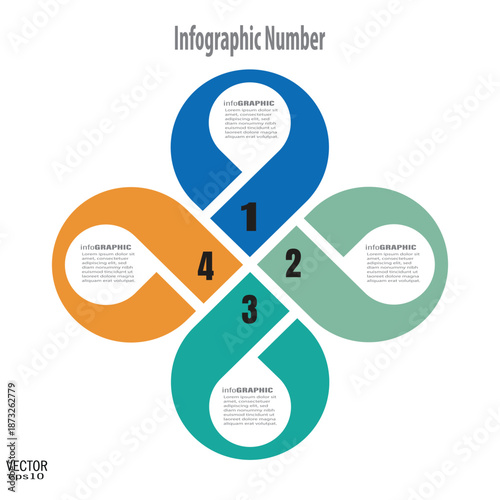 vector infographic design template with four interconnected numbered sections.