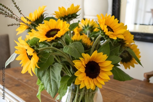 Close up of bouquet of sunflowers